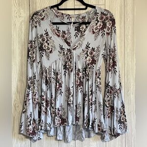 Free People Blue Floral Top